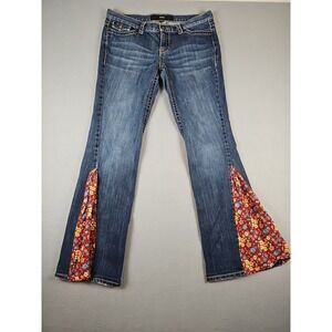 Mossimo Premium Women's Size 10 Med Wash Bootcut Floral Denim‎ Jeans 35x32